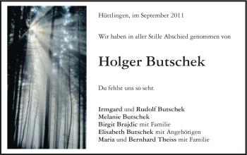 Traueranzeige von Holger Butschek von Schwäbische Post