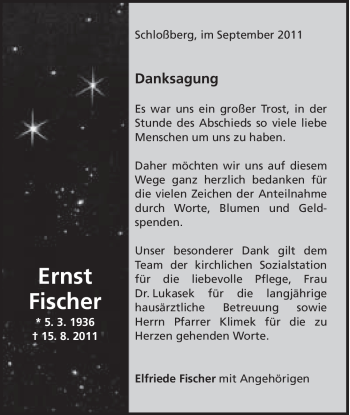 Traueranzeige von Ernst Fischer von 082