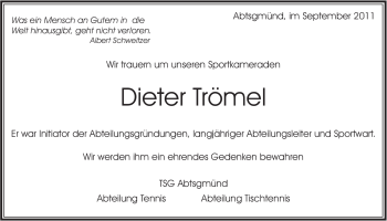 Traueranzeige von Dieter Trömel von 088
