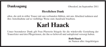 Traueranzeige von Karl Haack von Schwäbische Post