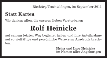 Traueranzeige von Rolf Heinicke von 082