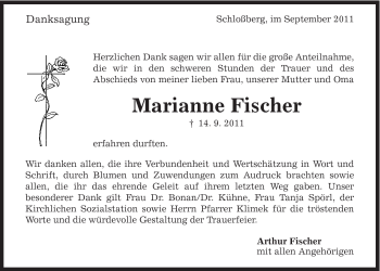 Traueranzeige von Marianne Fischer von 082