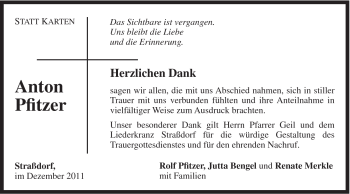 Traueranzeige von Anton Pfitzer von Gmünder Tagespost
