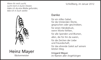 Traueranzeige von Heinz Mayer von Schwäbische Post