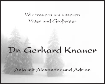 Traueranzeige von Gerhard Knauer von Schwäbische Post