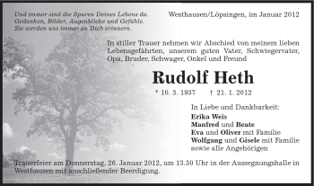 Traueranzeige von Rudolf Hetz von Schwäbische Post