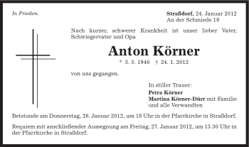 Traueranzeige von Anton Körner von Gmünder Tagespost