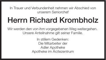 Traueranzeige von Richard Krombholz von Schwäbische Post