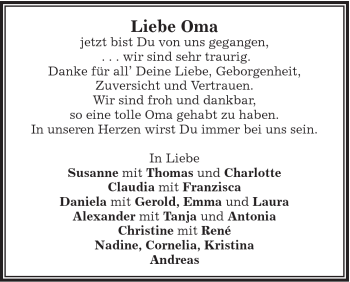 Traueranzeige von Maria Schmid von Schwäbische Post