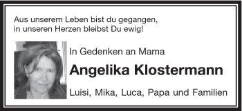 Traueranzeige von Angelika Klostermann von Schwäbische Post