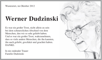 Traueranzeige von Werner Dudzinski von Gmünder Tagespost