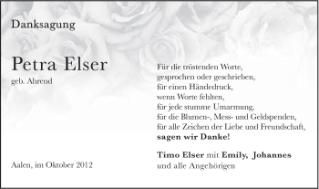 Traueranzeige von Petra Elser von Schwäbische Post