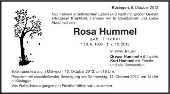Traueranzeige von Rosa Hummel von Schwäbische Post