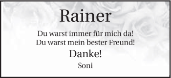 Traueranzeige von Rainer . von Schwäbische Post