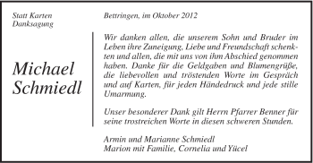Traueranzeige von Michael Schmiedl von Gmünder Tagespost