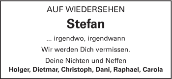 Traueranzeige von Stefan Gumbert von Schwäbische Post