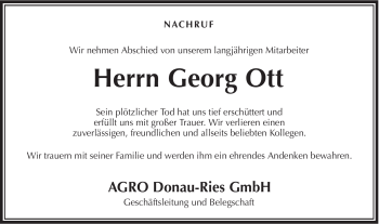 Traueranzeige von Georg Ott von Schwäbische Post