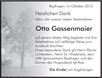Traueranzeige von Otto Gassenmaier von 082
