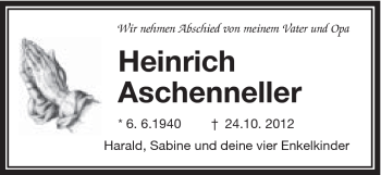 Traueranzeige von Heinrich Aschenneller von Schwäbische Post