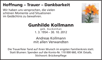 Traueranzeige von Gunhilde Kollmann von Gmünder Tagespost