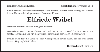 Traueranzeige von Elfriede Waibel von Gmünder Tagespost
