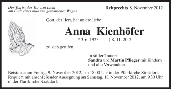 Traueranzeige von Anna Kienhöfer von Gmünder Tagespost