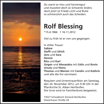 Traueranzeige von Rolf Blessing von 020