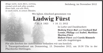 Traueranzeige von Ludwig Fürst von Schwäbische Post