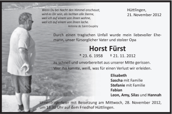 Traueranzeige von Horst Fürst von Schwäbische Post