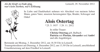 Traueranzeige von Alois Ostertag von Gmünder Tagespost