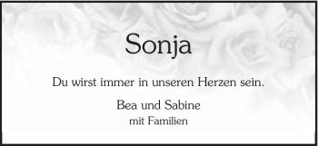 Traueranzeige von Sonja Kraus von Schwäbische Post