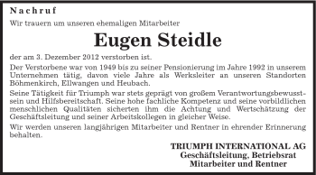Traueranzeige von Eugen Steidle von Gmünder Tagespost
