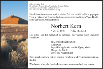 Traueranzeige von Norbert Kern von Schwäbische Post
