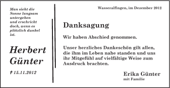 Traueranzeige von Herbert Günter von Schwäbische Post