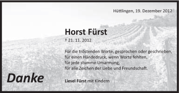 Traueranzeige von Horst Fürst von Schwäbische Post
