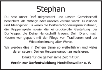 Traueranzeige von Stephan Kirchenbauer-Arnold von Gmünder Tagespost