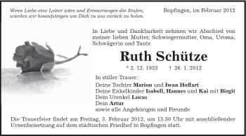 Traueranzeige von Marion Hoffart von Schwäbische Post