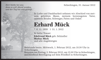 Traueranzeige von Erhard Mück von Gmünder Tagespost