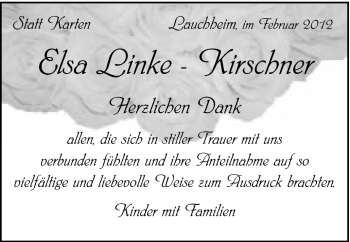 Traueranzeige von Elsa Linke-Kirschner von Schwäbische Post