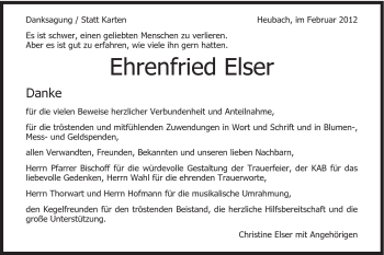 Traueranzeige von Ehrenfried Elser von Gmünder Tagespost