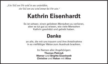 Traueranzeige von Kathrin Eisenhardt von Schwäbische Post
