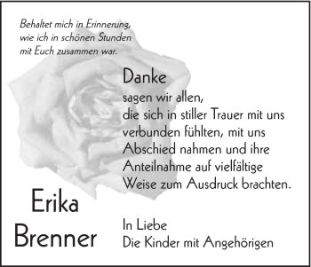Traueranzeige von Erika Brenner von Schwäbische Post