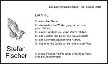 Traueranzeige von Stefan Fischer von Schwäbische Post
