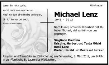 Traueranzeige von Michael Lenz von Gmünder Tagespost