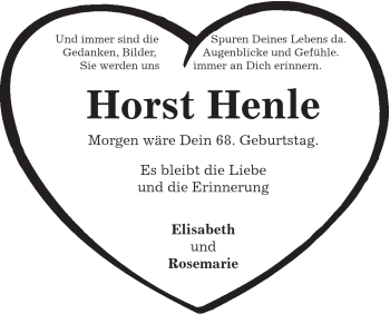 Traueranzeige von Horst Henle von Schwäbische Post