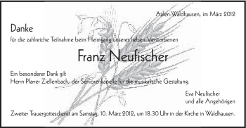 Traueranzeige von Franz Neufischer von Schwäbische Post