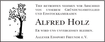 Traueranzeige von Alfred Holz von Schwäbische Post