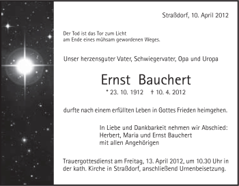 Traueranzeige von Ernst Bauchert von Gmünder Tagespost