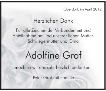 Traueranzeige von Adolfine Graf von Schwäbische Post