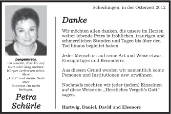 Traueranzeige von Petra Schürle von Gmünder Tagespost